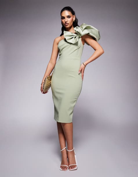 Lavish Alice - Salviegrøn oneshoulder-midikjole - view 1