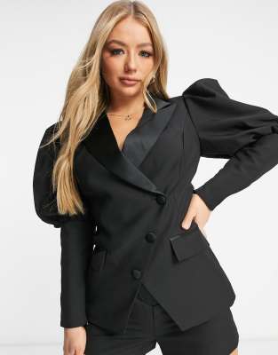 puff sleeve black blazer