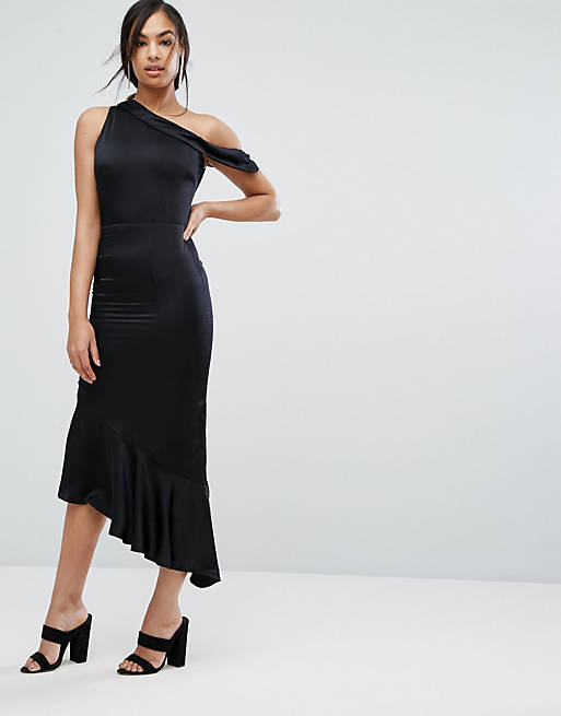 Lavish Alice Satin One Shoulder Asymmetric Hem Dress | ASOS