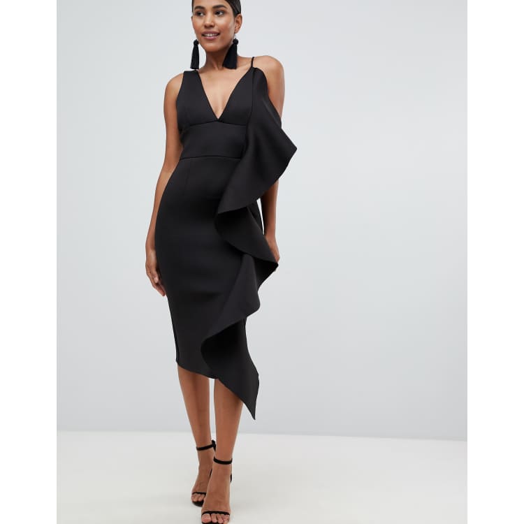 Lavish alice scuba hotsell frilled midi dress