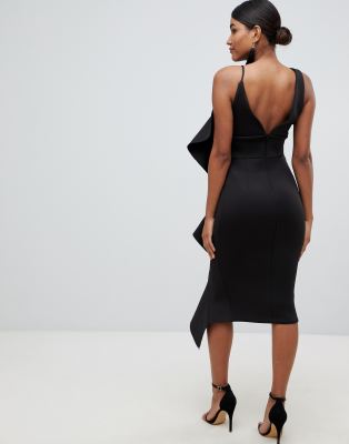 lavish alice scuba frilled midi dress