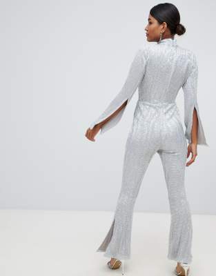 asos silver sequin jumpsuit