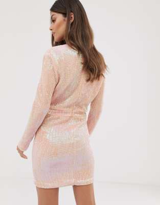 pink sequin dress asos