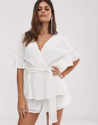 white sequin playsuit