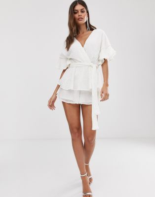 white tiered playsuit