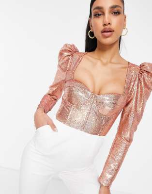 rose gold bustier top