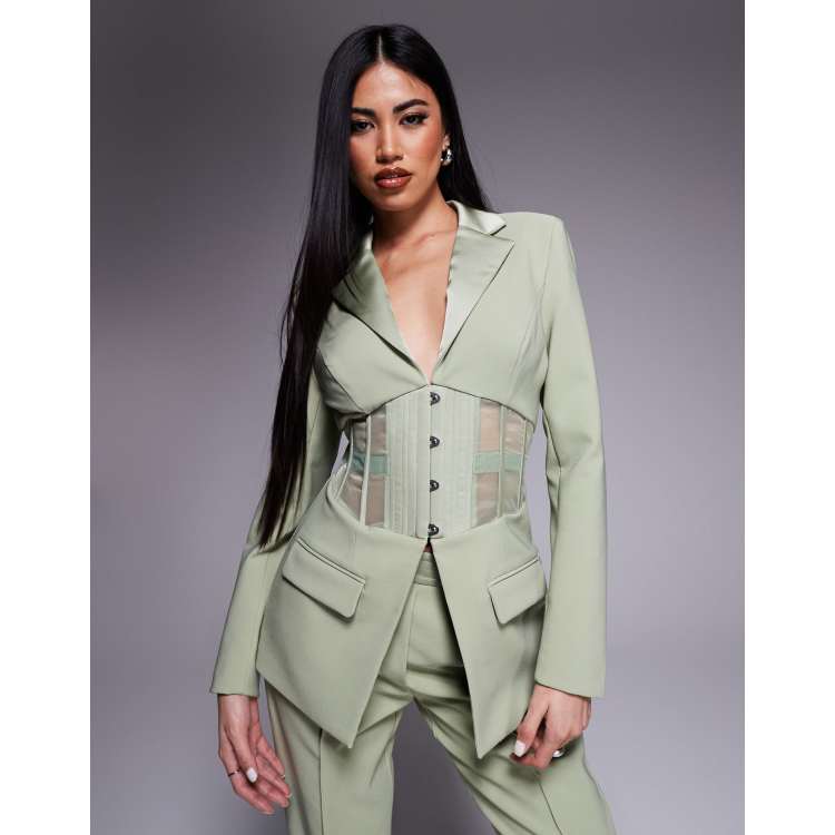 mesh waist dress Crystal Mesh Dress with Crepe Corset