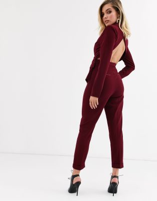 maroon jumpsuit