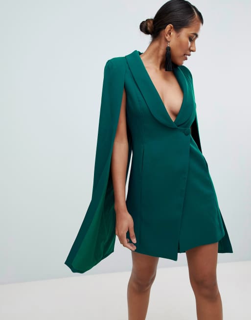 teal cape dress