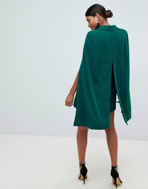 teal cape dress