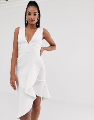 ruffle wrap dress white