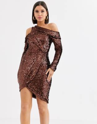 asos sequin wrap dress