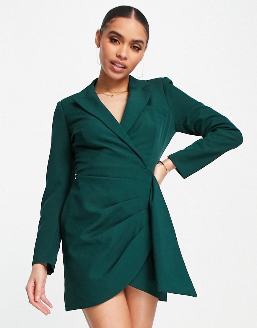 Lavish Alice Wrap Blazer Dress In Emerald Green | ModeSens