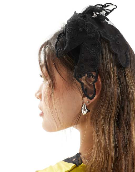 Lazo para el cabello negro de encaje de True Decadence