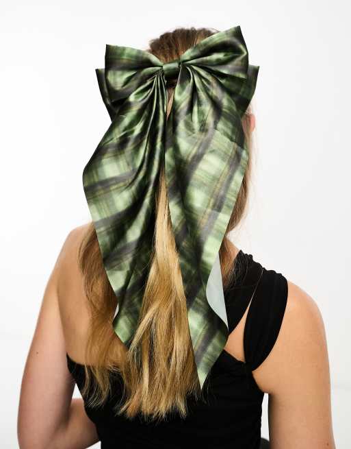 Lazo verde para el cabello a cuadros de Daisy Street