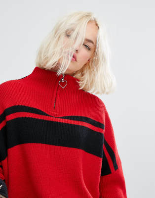 high neck zip sweater