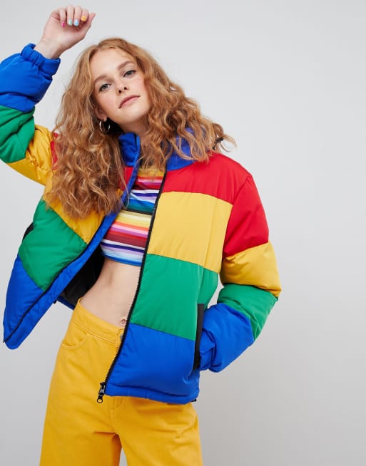 Rainbow puffer sale jacket womens