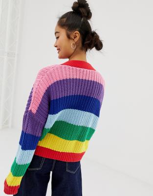 lazy oaf cardigan rainbow
