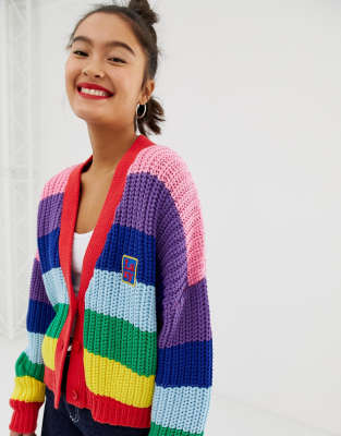 lazy oaf cardigan rainbow