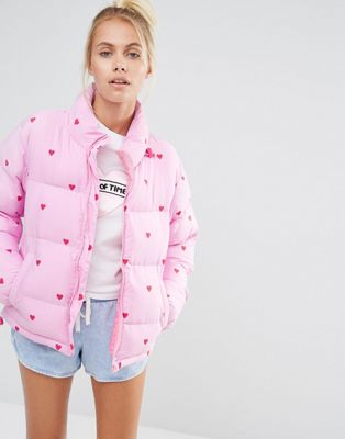 nike pink heart puffer jacket