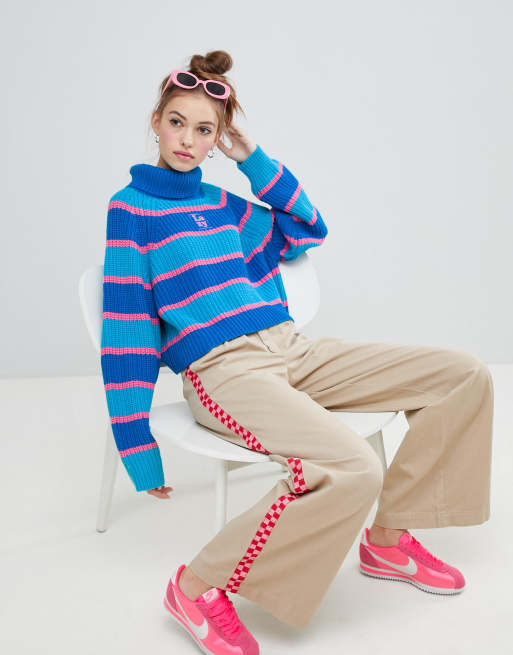 Lazy oaf striped sale roll neck jumper