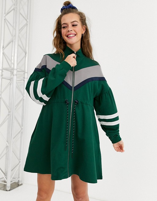 Lazy Oaf track dress with contrast panels