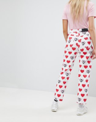 heart print jeans
