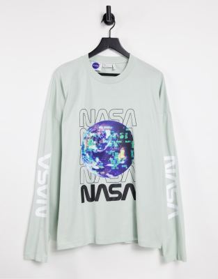 фото Льдисто-серый лонгслив с принтом asos design nasa