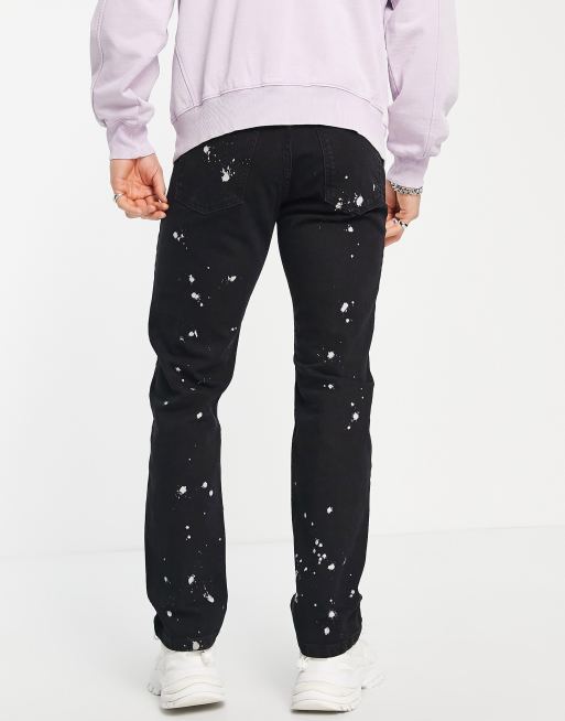 Straight Leg Paint Splatter Jeans