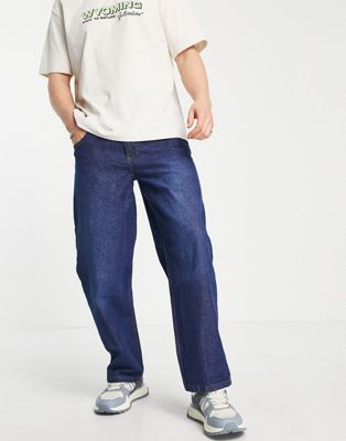 LDN Denim wide fit jeans in midwash blue