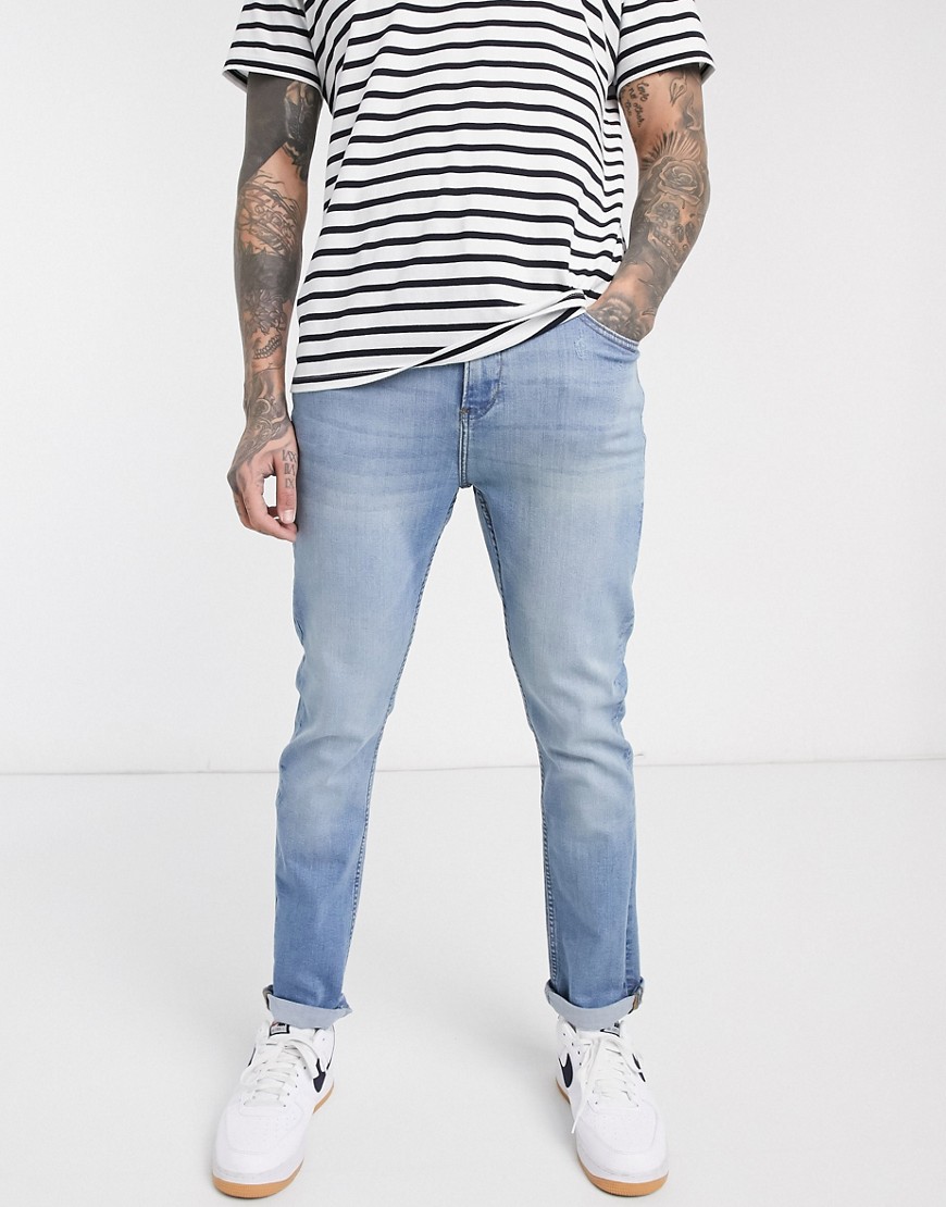 LDN DNM - Blå vasket jeans i smal pasform