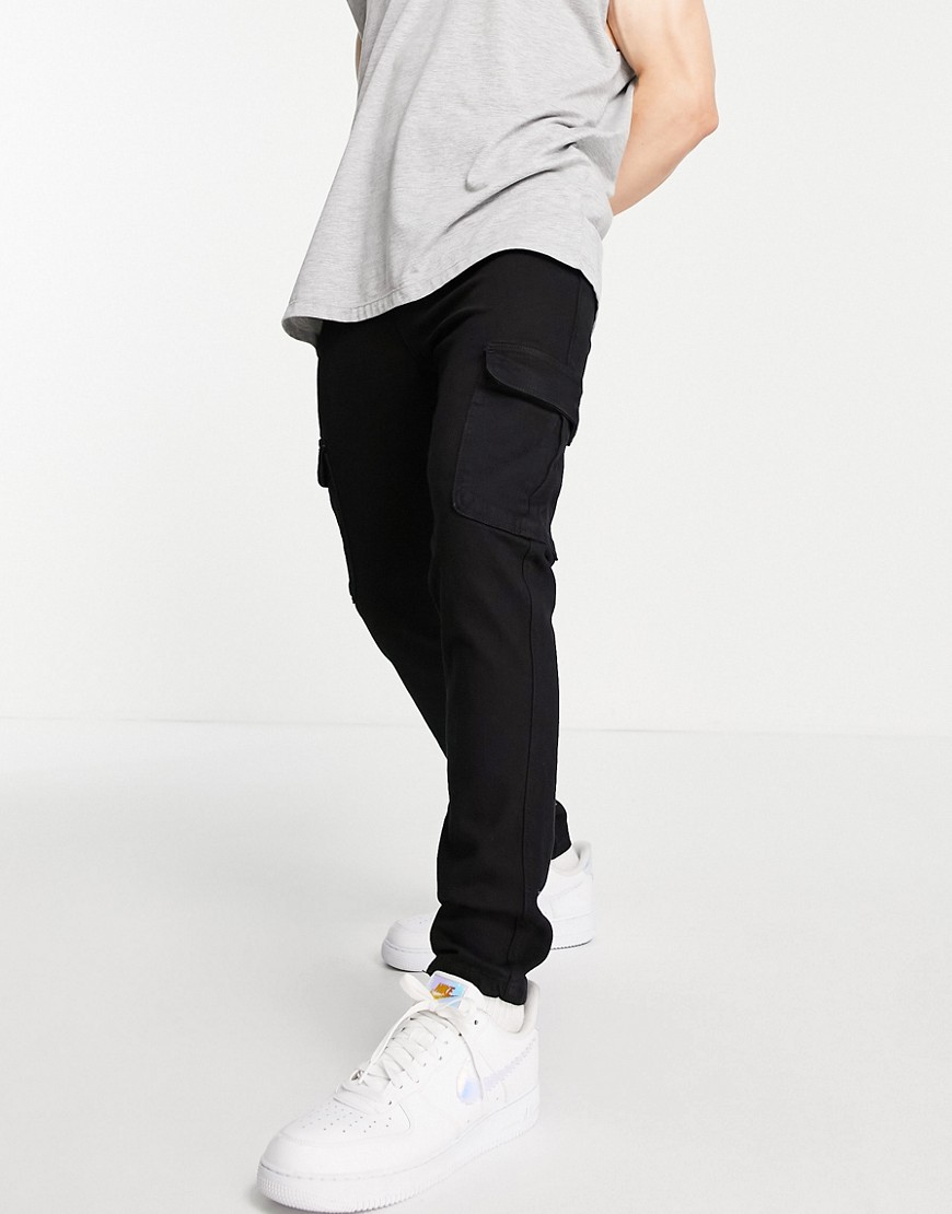 LDN DNM cargo carrot fit jeans in black