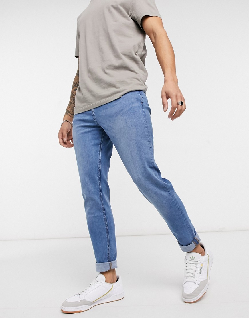 LDN DNM carrot fit jeans in stone washed blue-Blues