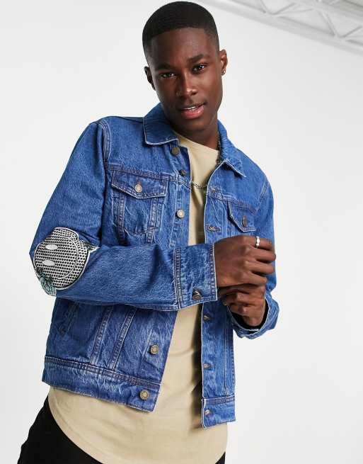 LDN DNM - Giacca di jeans lavaggio medio con toppa sulla manica