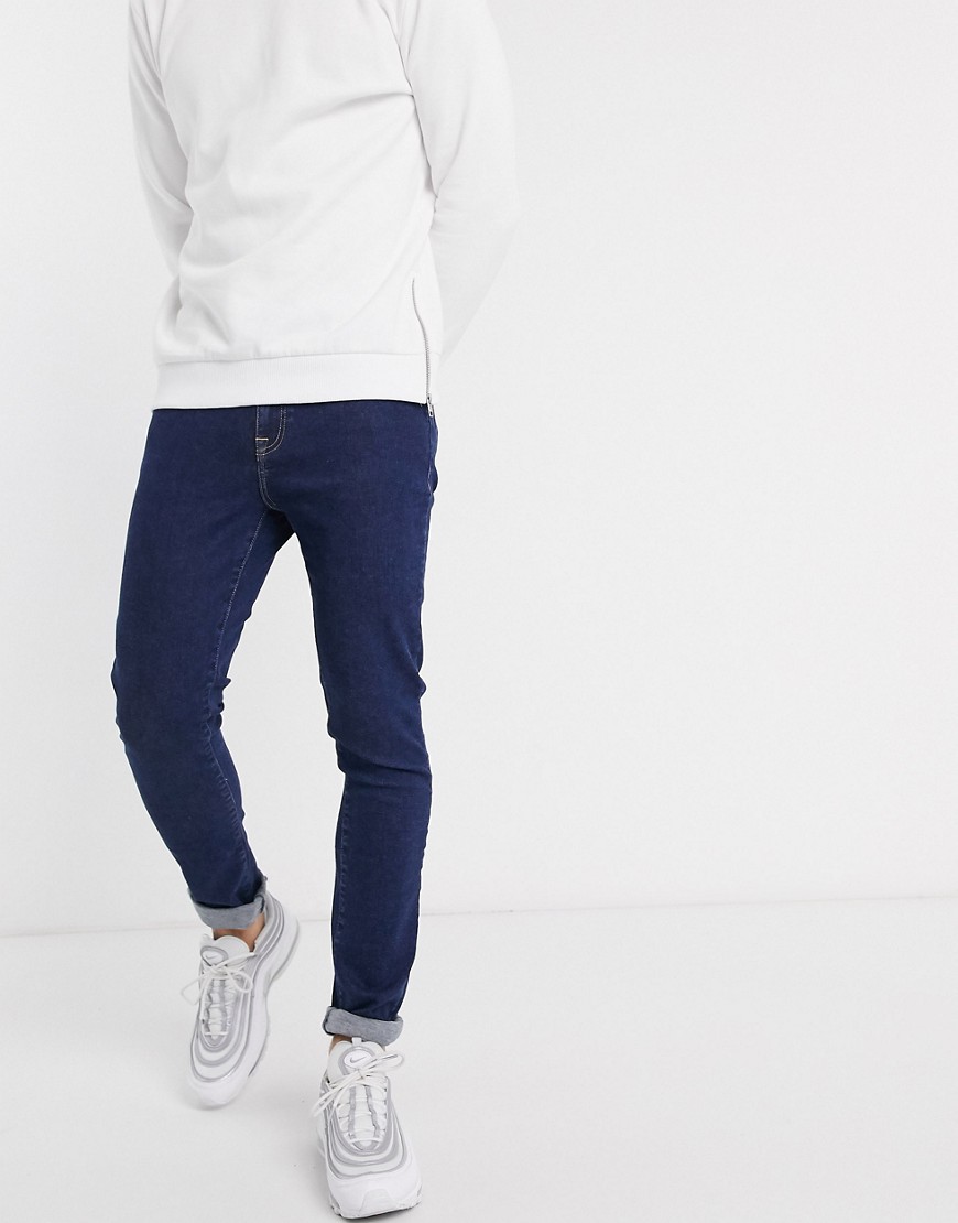 LDN DNM muscle fit jeans in dark blue wash