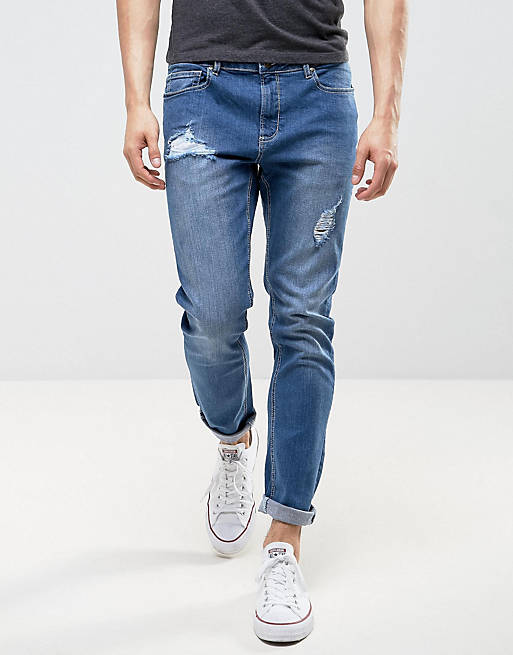 LDN DNM Slim Fit Jeans in Washed Blue | ASOS