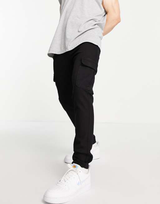 LDN DNM - Sorte cargo-jeans med smal pasform