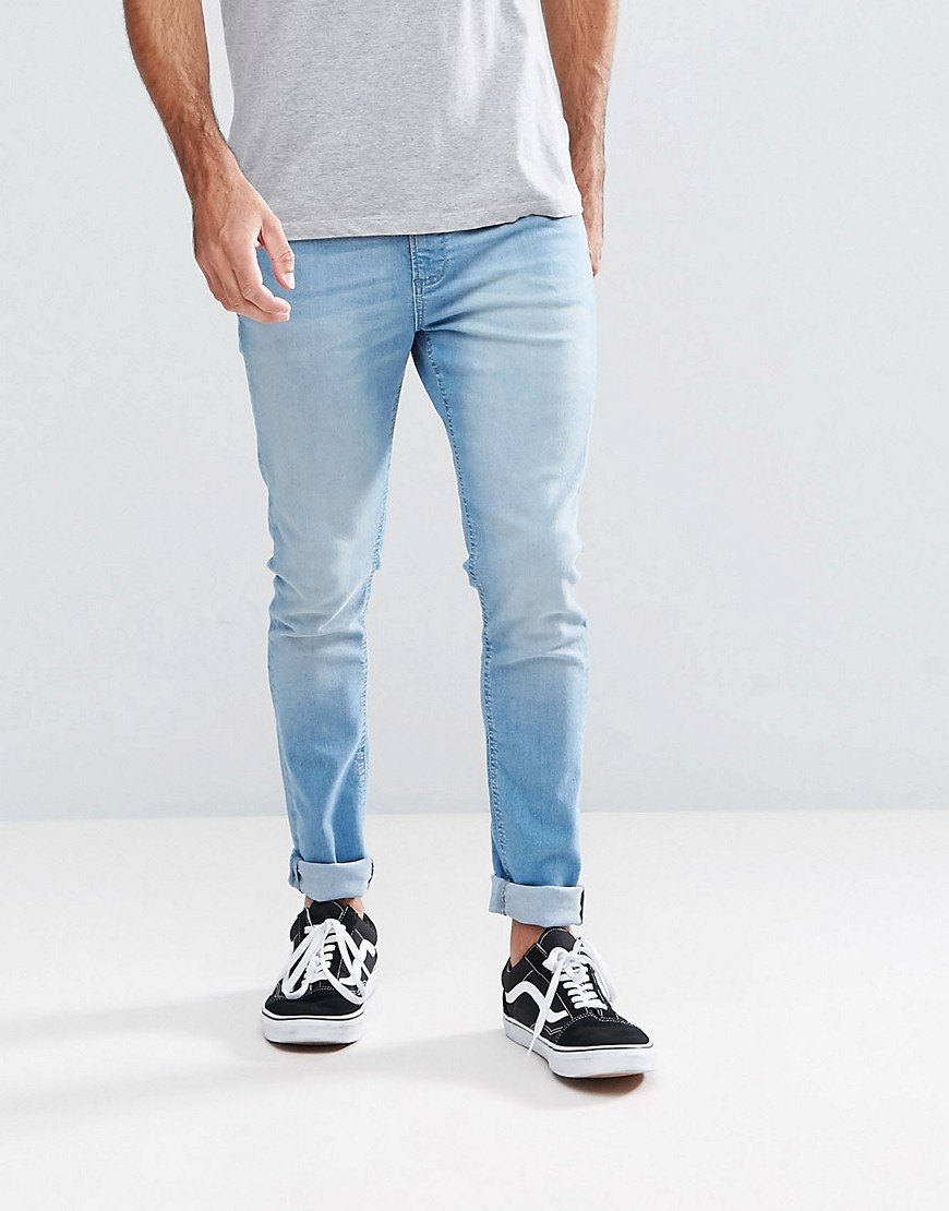LDN DNM – Superskinny jeans i let forvasket indigo-Blå