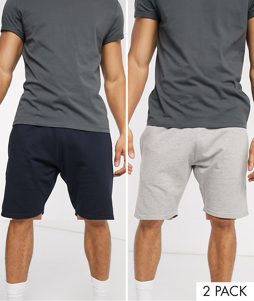 Le Breve 2 pack sweat shorts-Navy
