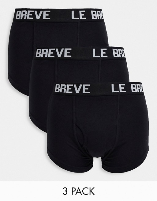 Le Breve 3 pack trunks in black