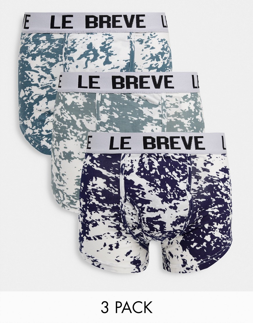 Le Breve 3 pack trunks in tie dye-Blues