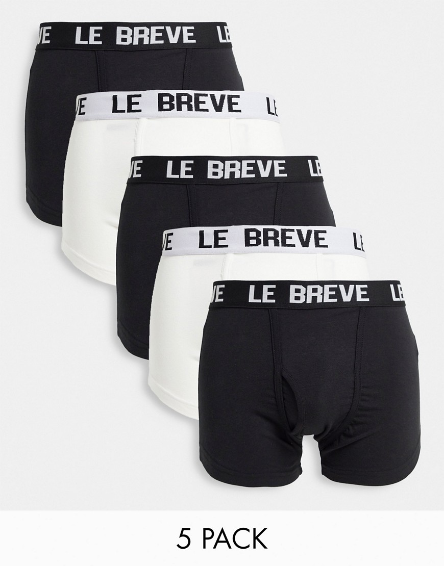 Le Breve 5 pack trunks in black and white