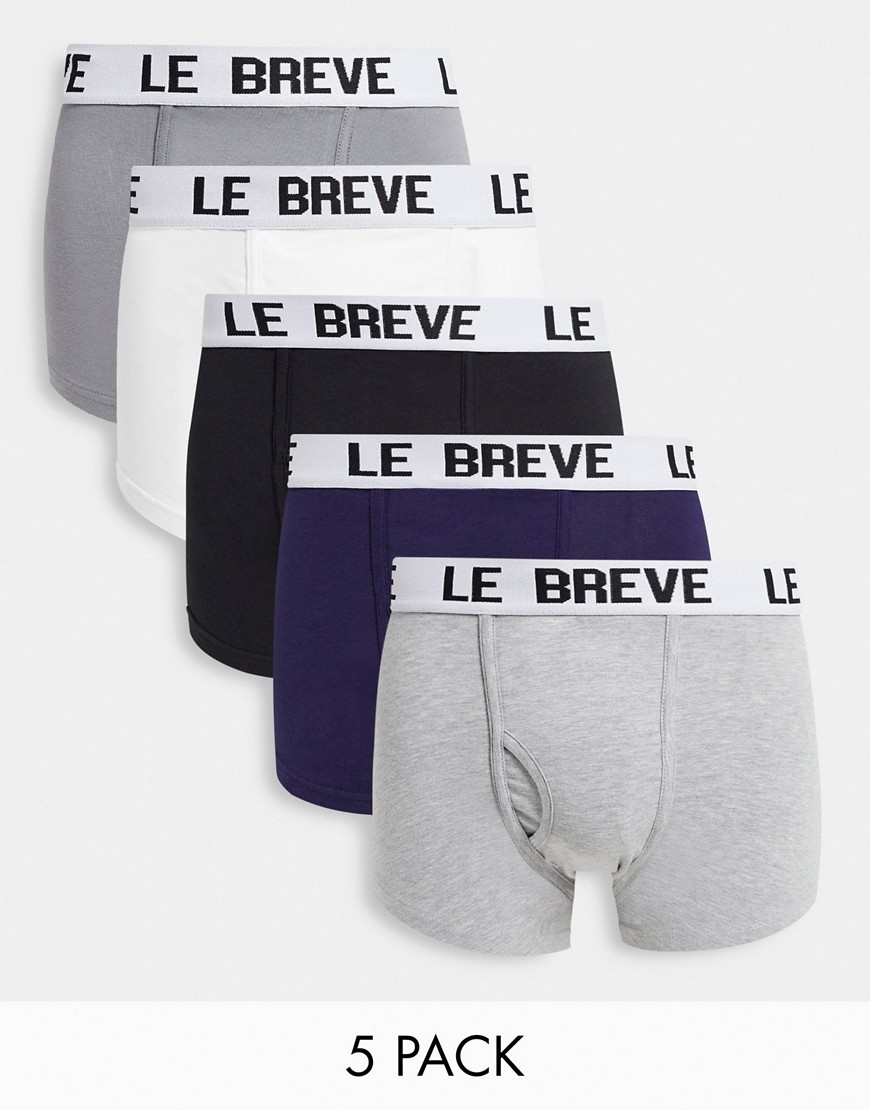 Le Breve – 5er-Pack mehrfarbige Unterhosen mit weißem Bund