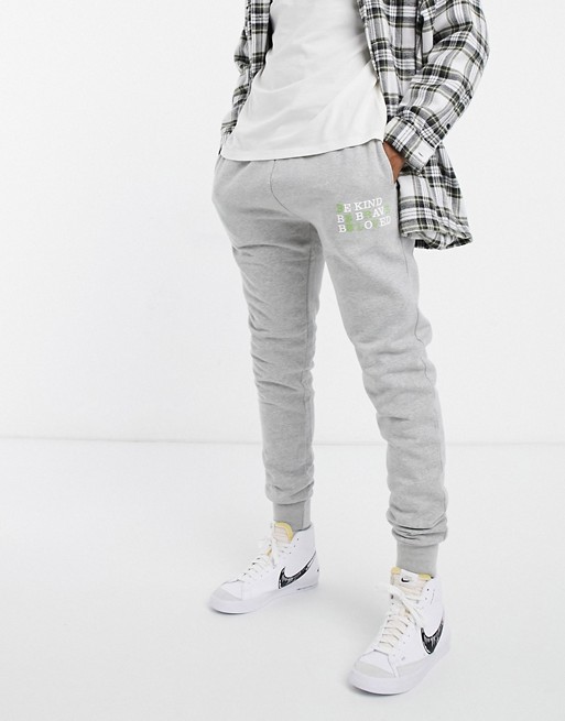 Le Breve be kind logo joggers in grey