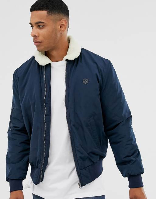 Le Breve borg collar aviator jacket