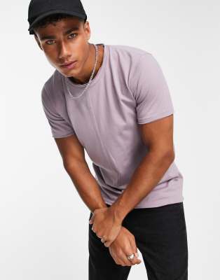 Le Breve boxy fit split seam t-shirt in lilac chalk