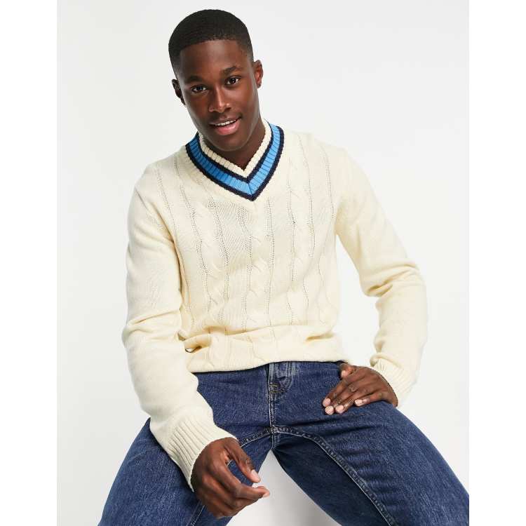 Mens cable cheap knit cricket sweater