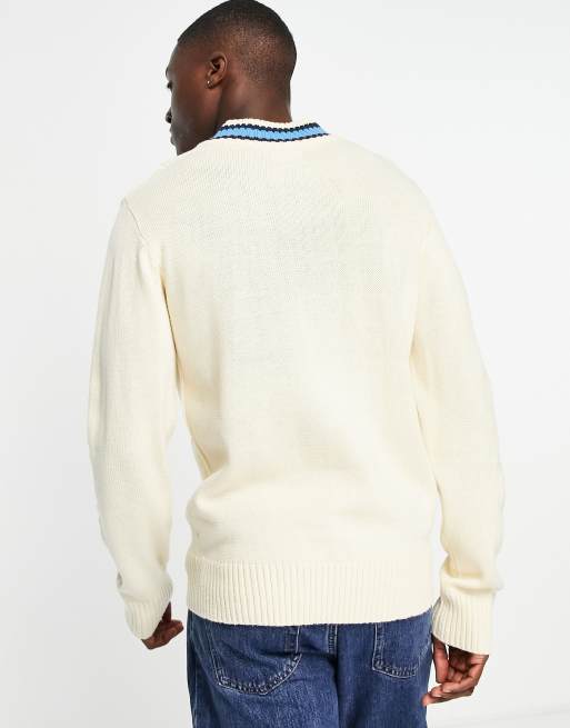 Le Breve cable knit cricket jumper in ecru, 2 of 4