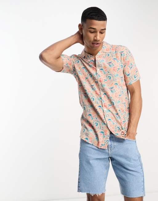 Le Breve - Camicia stile resort con colletto rever e stampa cachemire slavata
