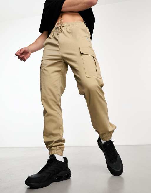 Le Breve – Cargohose in Stein mit Bündchen